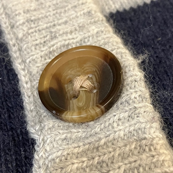 Abercrombie & Fitch soft rabbit hair blend Blue & Gray Striped Cardigan - Picture 15 of 16